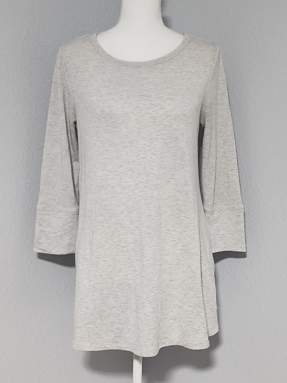 Vintage Cable & Gauge Grey Soft 3/4 Sleeve Long Tunic Blouse Womens Size Medium